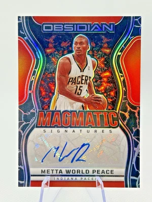 2024-25 Obsidian Magmatic Signatures Metta World Peace MS-MWP Orange Auto 1/149! - Image 1 of 2