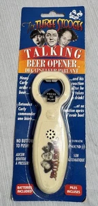 Abridor de botellas de cerveza The Three Stooges Talking 2003 sellado vintage batería muerta - Imagen 1 de 7