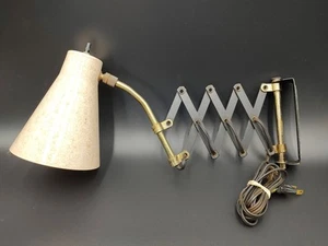 Vintage Mid Century Modern Akkordeon Schere Wandhalterung Wandleuchter Lampe Original Schirm - Bild 1 von 12