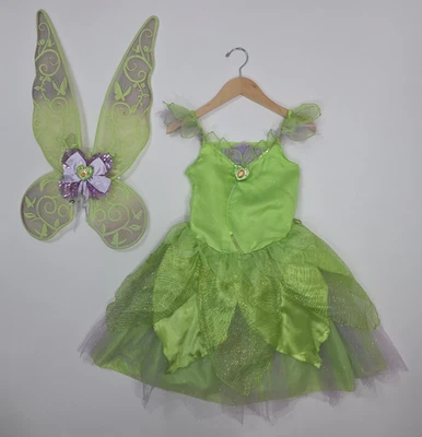 Disney Store Tinker Bell Costume Girls 7/8 Light Up Wings Fairy Dress Halloween - Image 1 of 4