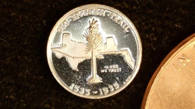 MINIATURE COIN 1935 SPANISH TRAIL COMMEMORATIVE HALF PROOF LIKE STERLING SILVER - Image 1 of 2
