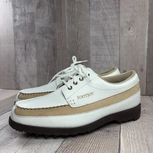 Zapatos de golf FootJoy sin clavos SoftJoys para mujer talla 6,5 cuero con cordones blanco tostado - Imagen 1 de 15