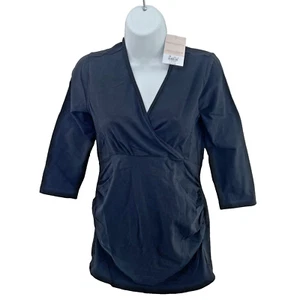 Dorothy Perkins Maternity Top Ruched 3/4 Sleeve Blouse, Size UK 8, Black - Picture 1 of 16