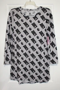 Juicy Couture "JUICY" Logo Black & Gray Print Soft Knit Nightshirt Nightgown NWT - Picture 1 of 3