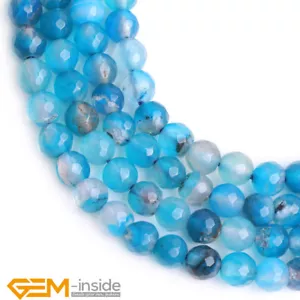 6mm Faceted Dark Blue & Red Agate Gemstone Round Beads Jewellery Making 15" AU - Foto 1 di 22