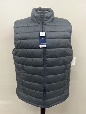 NWT Izod Advantage Perform Full Zip Nylon Puffer Vest Gray Mens Sz Lg FS Charity - Image 1 of 4