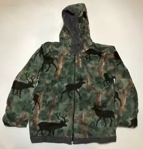 Zoofleece Deer Elk Green Hunting Jacket Hoodie Kids Boys Coat Animal Sweater - Picture 1 of 3