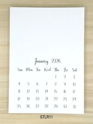 2026 Blank XL 迷你日历 5 英寸 x 7 英寸 SCRIPT FONT(5 件装)装饰、邮票、DIY — 第 1/2 张图片