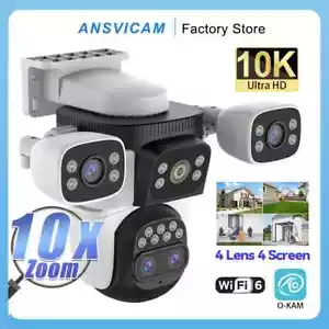 5MP Outdoor Security Camera CCTV with 10X Zoom 4 Lens PTZ Waterproof WiFi Camera - Picture 1 of 23