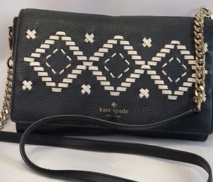 Kate Spade Flynn Street Valencia Large Crossbody schwarz weiß geflochten - Bild 1 von 7