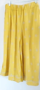 Gaby Isabella Sunshine palazzo pants yellow silver accents pockets elastic waist - Picture 1 of 8