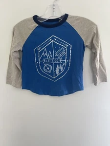 Gymboree Toddler Boys 100% Cotton Outdoors Raglan Long Sleeve Shirt Blue 2T - Picture 1 of 3