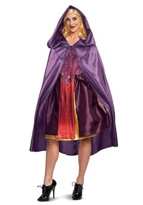 Adult Disney Hocus Pocus Sarah Purple Costume Hooded Cape - Picture 1 of 2