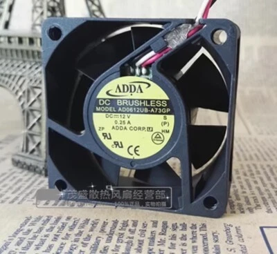 ADDA AD0612UB-A73GP 12V 0.25A 60*60*25mm 3-Wire Dual Ball Cooling Fan - Image 1 of 3