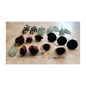 Set fiori torta matrimonio nero bordeaux riutilizzabile 16 pezzi decorazione anemone legno Sola - Foto 1 di 3