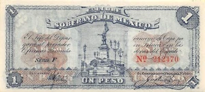 Messico 1 Peso D. 1.3.1915 Serie F Banconota Non Circolata N #9 - Foto 1 di 2