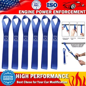 6PCS Soft Loop Tie Down Straps Ratchet Towing Cargo UTV ATV Motorcycle Handlebar - Picture 1 of 12
