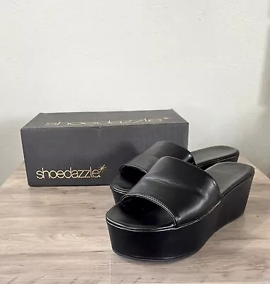 ShoeDazzle Fahari Cuñas Caviar Negro Mujer Talla 8 NUEVO EN CAJA Foto 1 de 4