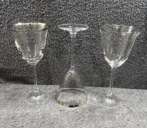 Elegante Weingläser mit Silberrand, 3 Gläser 8" hoch (groß) - Bild 1 von 11