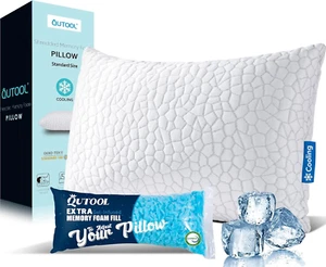 Cooling Shredded Memory Foam Pillow - Gel Adjustable Pillow for Side, Stomach & - Picture 1 of 11
