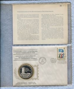 1975 Society Postmasters FDC SILVER Medal 30th anniversary of the United Nations