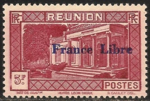 Reunion #218 (A24) - 1943 5fr Leon Dierx Museum, St. Denis Ovpt France Libre - Bild 1 von 1