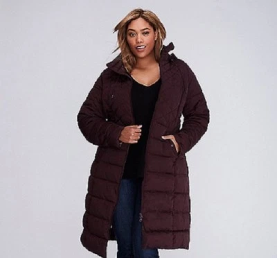 $200 Lane Bryant Acolchado Maxi Puffer Largo Invierno Abrigo Chaqueta Talla Grande 14/16 1X Foto 1 de 4