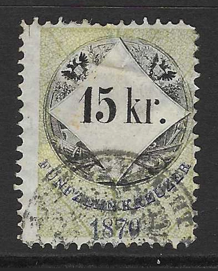 Austria 1870 15kr Used Pink / Piece rem - S32399 - Image 1 of 1