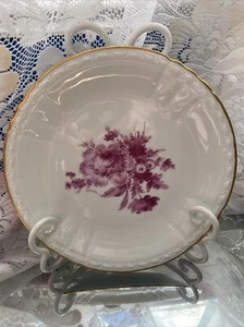 Porcelaine de France Pink Purple Floral Salad Plate Burgundy Gold - Picture 1 of 5
