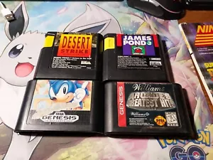 Sega Genesis Game Lot: Desert Strike, James Pond 3, Sonic The Hedgehog, Williams - Picture 1 of 9