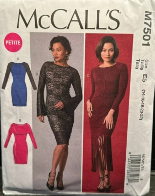 McCall's Misses'/Miss Petite Close-Fitting Dresses Pattern M7501 WMS SZ 14-22 UC - Image 1 of 2