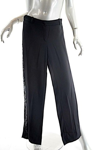 Pantaloni VALENTINO neri in misto seta acetato con cuciture laterali puliti davanti taglia US 4