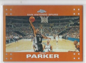 2007-08 Topps Chrome #36 Tony Parker Orange Refractor 126/199 San Antonio Spurs
