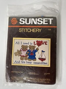 NEW! VINTAGE SUNSET Bears Stitchery Needlepoint Kit “Bear Necessities” - Picture 1 of 5