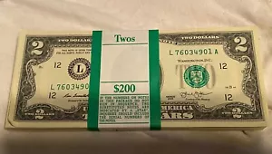 100 TWO DOLLAR BILLS - $2 UNCIRCULATED -2013 San Fransisco - Picture 1 of 1