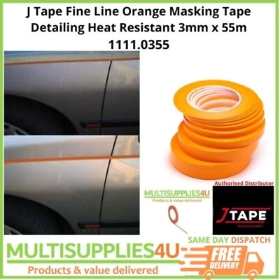 J Tape Fine Line Orange Masking Tape Detailing Heat Resistant 3mm x 55m - Image 1 of 3