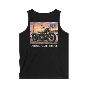 Military 1942 Harley Davidson, Golden Gate Bridge, Men's Softstyle Tank Top - Picture 1 of 9