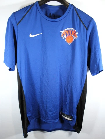 Mens NBA New York Knicks Nike Blue Dri-Fit NBA Short Sleeve Pullover Shirt Large Cover