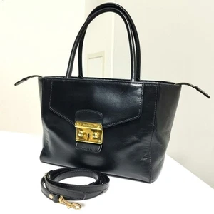 MIU MIU Hand Shoulder Bag Tote Bag Purse 2way Leather Black Authentic by JAPAN - Picture 1 of 24