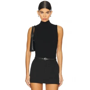 House of Harlow 1960 Mujer Tejido Cuello Tortuga Sin Mangas Crop Top Negro S - Imagen 1 de 6