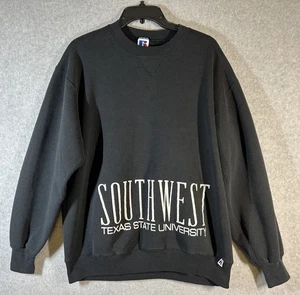 SOUTHWEST TEXAS STATE UNIVERSITY SWEATSHIRT Russell Sz XL USA Made Spellout 90's - Picture 1 of 14