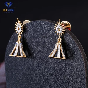 0.38 TCW Round Moissanite Diamond Earring Yellow Gold 10k Labstone - Picture 1 of 4