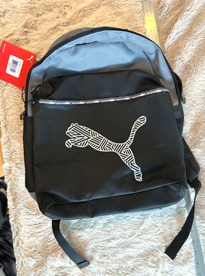 NWT Puma Unisex Kids Evercat Varsity Backpack Black Gray Silver Logo never used - Image 1 of 4