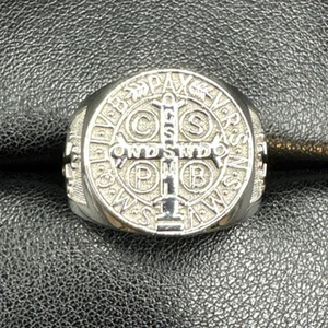 Sterling Silber Ring Heiliger Benedikt 925 Größe 10 - Bild 1 von 6