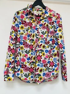 Boden Cotton Shirt Multi Coloured size 12 R stunning colours flowers - Picture 1 of 4