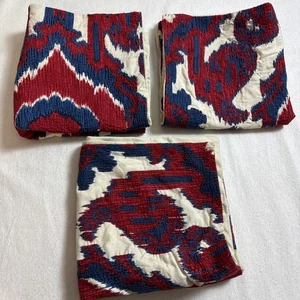 Lot 3 Pottery Barn 20 X 20” Throw Pillow Covers Red Blue Ikat Western Buttons - Picture 1 of 9