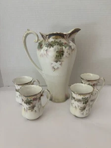 Antike R.S. Preußen Blumen Porzellan Schokoladen Set - Bild 1 von 5