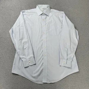 Brooks Brothers Shirt Mens 17 35 Blue Cotton Formal Business Stretch Slim Fit - Picture 1 of 10