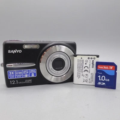 Sanyo VPC-X1200EX 12.1MP Compact Digital Camera Black Tested *Read* - Image 1 of 4