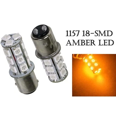 Amber #1157 18 SMD LED Tail Light Rear Brake Stop Turn Signal Lamp 12V Bulb PAIR - Image 1 of 2